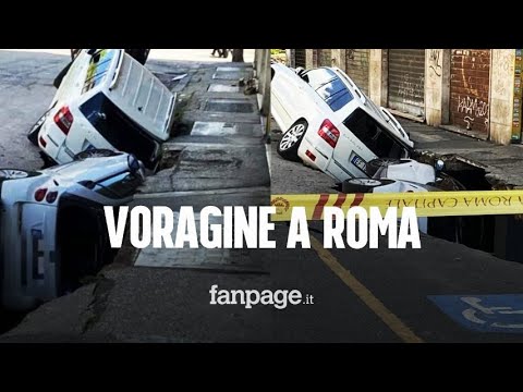 Roma, si apre una voragine in strada: macchine inghiottite, crollo in un garage
