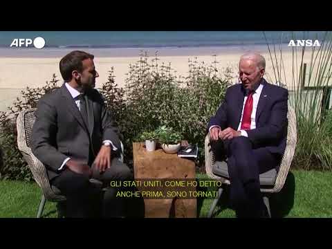 G7, Macron e Biden dopo il loro incontro bilaterale