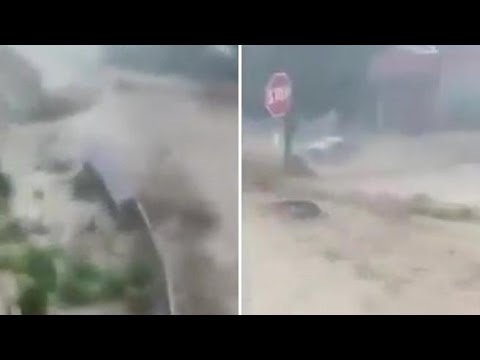 Nubifragio a Perugia: il video del violento fiume di acqua e fango a Villa Pitignano