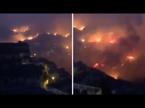 Calabria, Grotteria circondata dalle fiamme: le immagini impressionanti girate nella notte