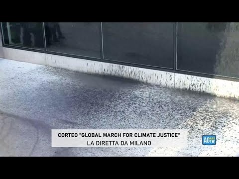 Corteo per il clima a Milano, manifestanti imbrattano la sede di Microsoft