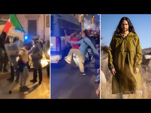 Jared Leto a Roma finisce tra gli scontri no green pass. Il video