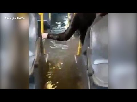 Maltempo in Sardegna, si allaga un pullman con persone a bordo