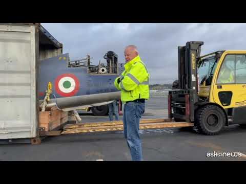 Un aereo G-91 delle Frecce Tricolori torna in Italia dagli Usa