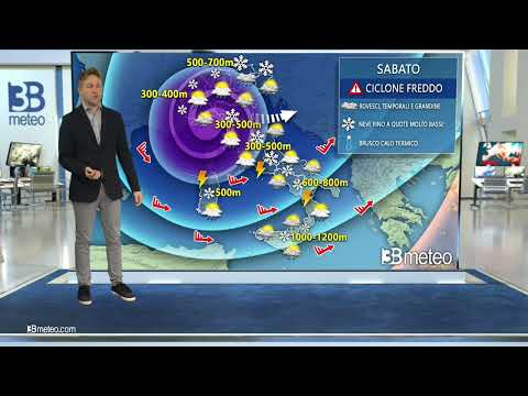 Ciclone freddo con neve in collina, piogge e temporali