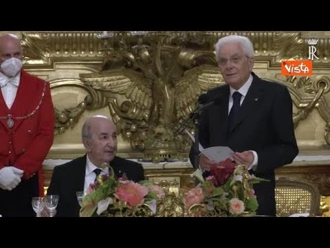 Pranzo di Stato al Quirinale per Tebboune, Mattarella lo ringrazia in arabo: “Shukran”