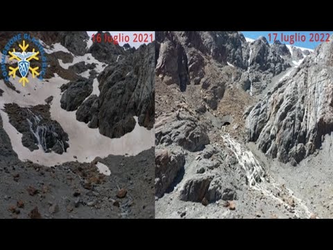 Rocce dove un anno fa c’era la neve: le immagini del ghiacciaio sullo Stelvio che si scioglie