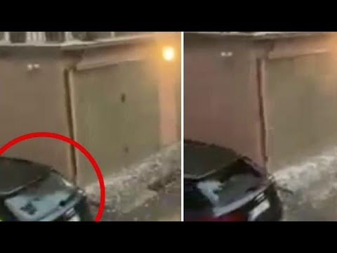 Violenta grandinata a Sestri Levante: il ghiaccio sfonda il lunotto di una macchina