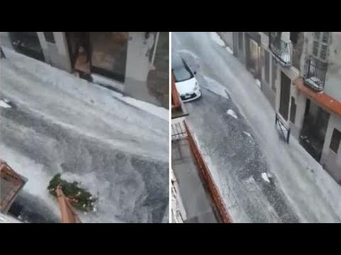 Maltempo nel Parmense: Bardi è attraversata da un fiume di grandine e acqua