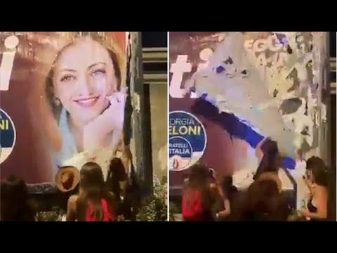 Poster di Meloni strappato a Olbia: la rabbia di un gruppo di femministe