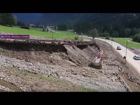 Nubifragio in Trentino: la colata di fango che ha investito la val di Fassa vista dal drone