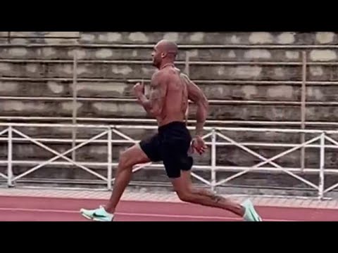 Marcell Jacobs si allena a Roma sulla pista della Farnesina aspettando gli Europei di atletica