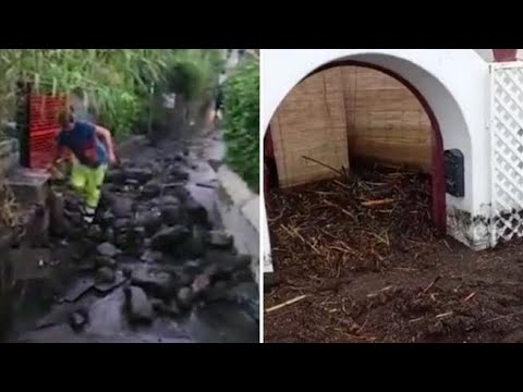 Nubifragio alle isole Eolie, le strade di Stromboli invase dal fango
