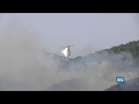 Incendio nelle campagne di Misilmeri, in azione quattro canadair e un elicottero sul monte Gulino