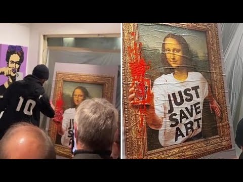 TvBoy imbratta una sua opera imitando (polemicamente) gli attivisti di «Ultima generazione»