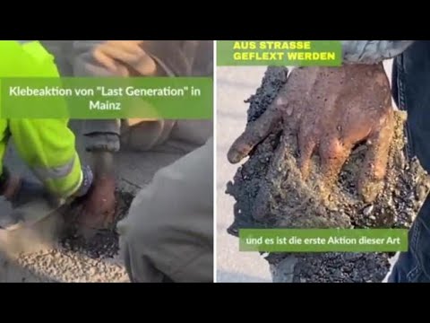 L’ecoattivista tedesco si è incollato all’asfalto (senza pensare alle conseguenze)