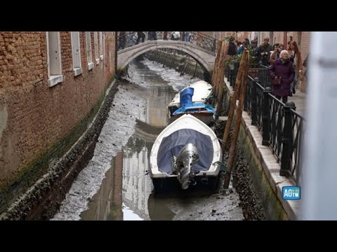 Venezia alle prese con la bassa marea, le immagini dei canali in secca