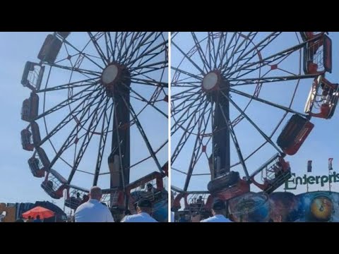 La giostra in Florida si blocca in aria, le cabine si ribaltano per il vento