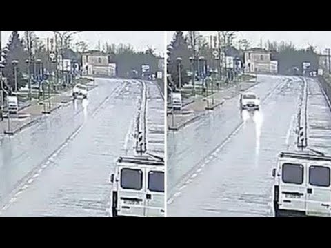 Ubriaco fa incidente in auto e procede zigzagando senza una ruota, la polizia: «Video grave, ma…