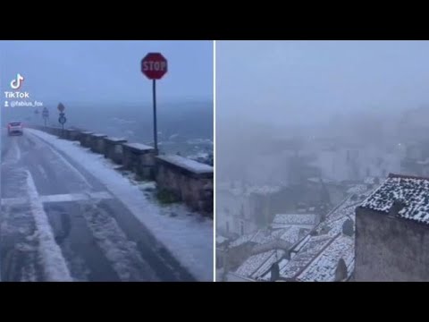 Sorpresa di Pasquetta in Puglia: Monte Sant’Angelo si sveglia con la neve
