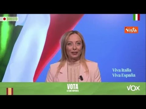 Meloni si collega con il comizio di Vox: «In Europa è arrivato il tempo dei patrioti»