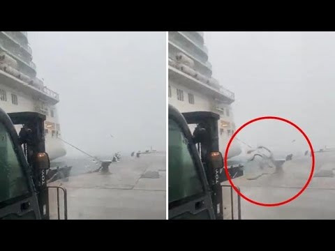 Maltempo a Maiorca, il vento rompe gli ormeggi e il transatlantico urta la petroliera