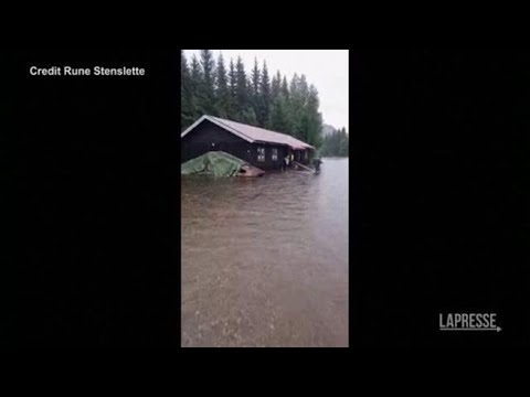 Maltempo in Norvegia, i danni della tempesta Hans
