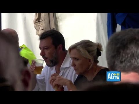 Pontida, Le Pen e Salvini fanno merenda con salamelle e formaggio