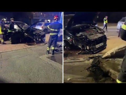 Mario Balotelli finisce fuori strada a Brescia: il video dell’auto ridotta in rottami