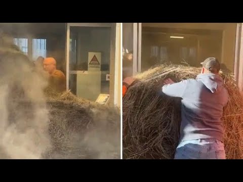 La protesta degli agricoltori francesi: balle di fieno depositate nelle sedi del ministero…