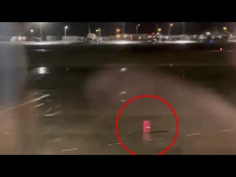 Una valigia vaga sulla pista d’atterraggio dell’aeroporto di Edimburgo: colpa del vento della…