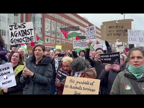 Manifestanti pro-Palestina contro Herzog all’inaugurazione di un museo dell’Olocausto ad…