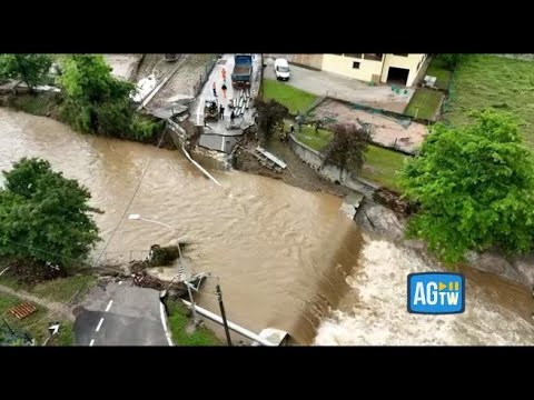 Maltempo, nel Vicentino crolla il «Ponte delle galline»: le immagini dal drone