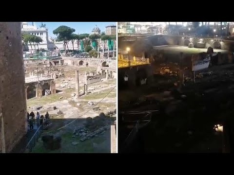 Fori Imperiali, il cantante di strada che intona «Sarà perché ti amo» da mattina a sera