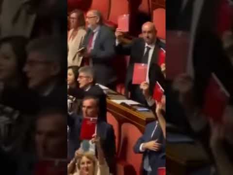 Premierato approvato al Senato, l’opposizione protesta sventolando la Costituzione #shorts #news