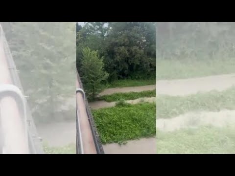 Maltempo in Emilia-Romagna, il treno passa sui binari allagati