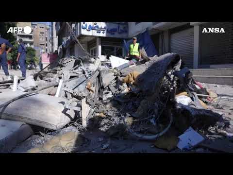 Raid a Beirut, cio’ che resta dell’edificio colpito dall’attacco israeliano