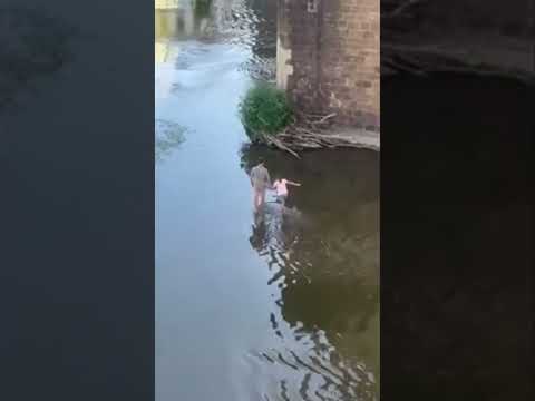 Firenze, padre e figlia passeggiano nell’Arno mano nella mano #shorts #news