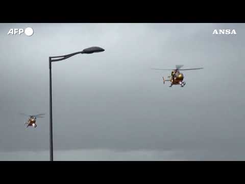 Maltempo in Francia, operazioni di soccorso con gli elicotteri nel sud-est del Paese