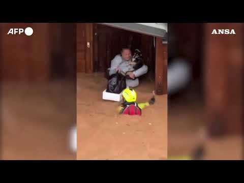 Alluvione Spagna, il salvataggio di una persona bloccata dalle inondazioni