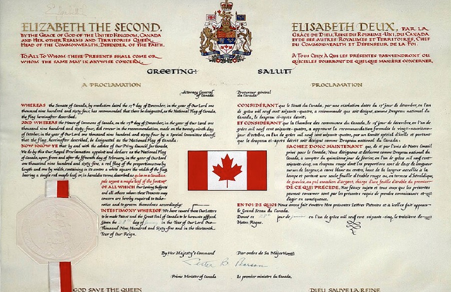 La solenne proclamazione della bandiera canadese