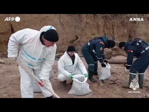 Russia, soccorritori continuano a pulire spiagge del Mar Nero