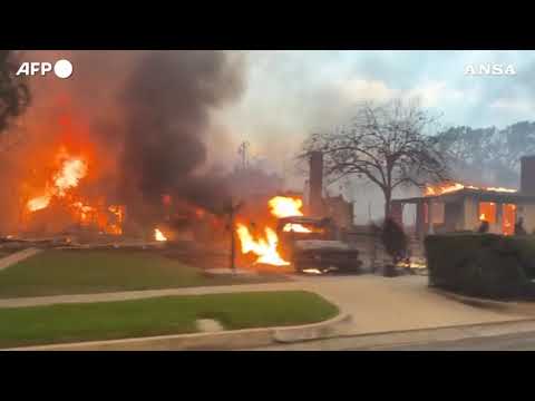 Inferno di fuoco a Los Angeles, auto e case divorate dalle fiamme