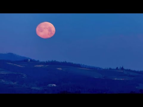 La Luna piena del Lupo scende verso il Cervino, lo scatto da 205 chilometri di distanza