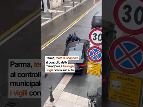 Parma, tenta di scappare al controllo della municipale e travolge vigili con la sua auto