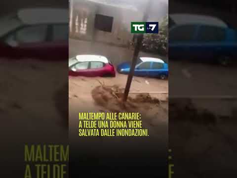 Maltempo alle #Canarie: A Telde una donna viene salvata dalle inondazioni