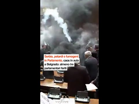 Serbia, petardi e fumogeni in Parlamento, caos in aula a Belgrado: almeno tre parlamentari feriti