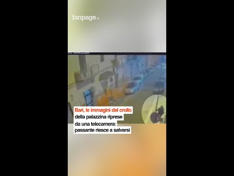 Bari, le immagini del crollo della palazzina riprese da una telecamera di videosorveglianza