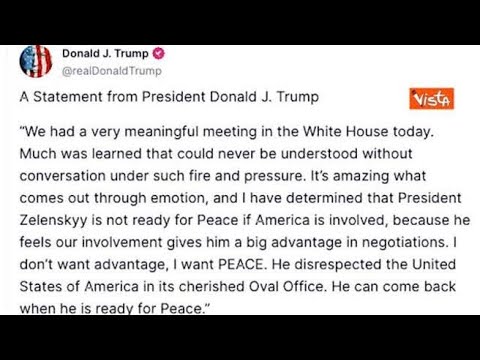 Trump su Truth: “Zelensky torni quando è pronto per la pace”