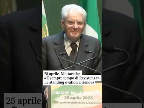25 aprile, Mattarella: «È  sempre tempo di Resistenza». La standing ovation a Genova #shorts #news